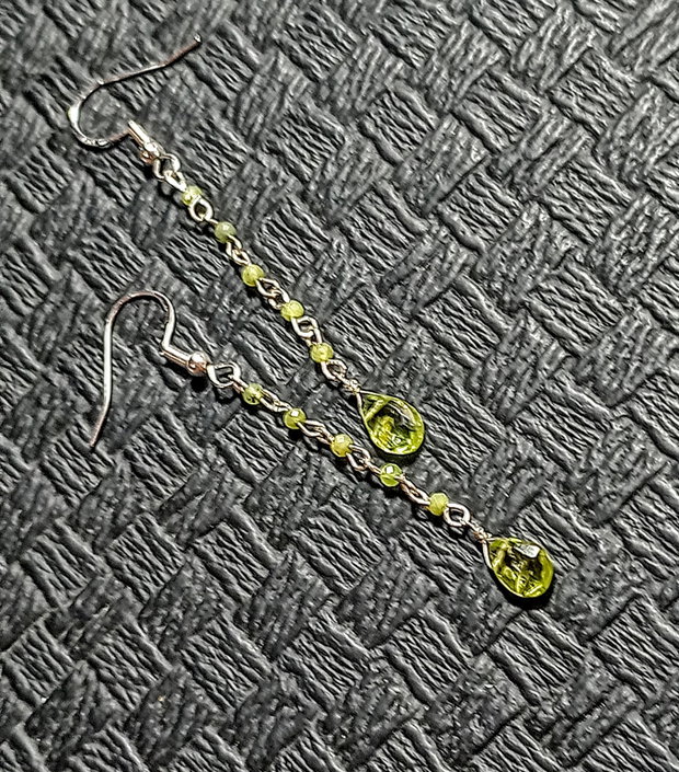 Cercei argint peridot jad brioleta lant argint minimalisti boho chic trendy - Transport gratuit