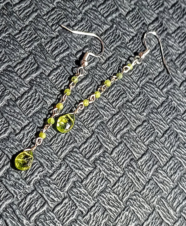 Cercei argint peridot jad brioleta lant argint minimalisti boho chic trendy - Transport gratuit