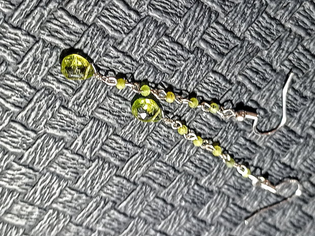 Cercei argint peridot jad brioleta lant argint minimalisti boho chic trendy - Transport gratuit
