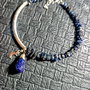 Bratara argint safir brut picatura charm semiluna argint boho chic trendy - Transport gratuit