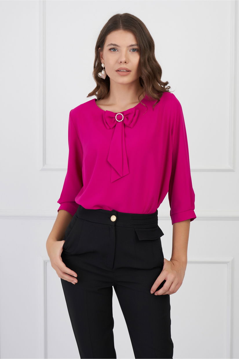 Bluza Kara fucsia cu funda la bust