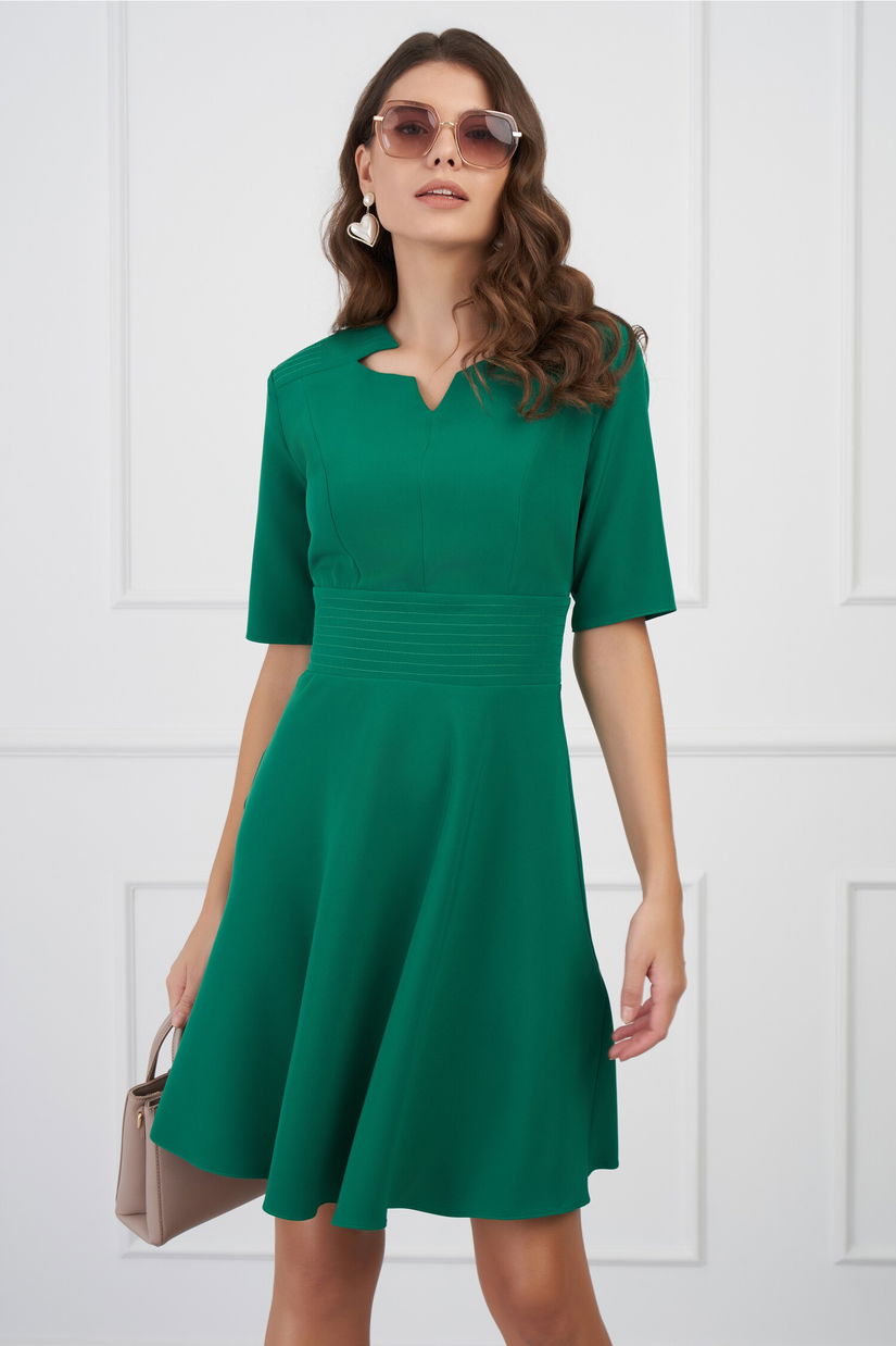 Rochie DY Fashion verde cu decupaj la decolteu