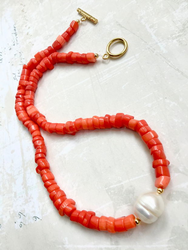 Colier CHOKER Coral portocaliu