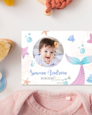 Mărturie magnet cu sirenă. Marturie botez fetita