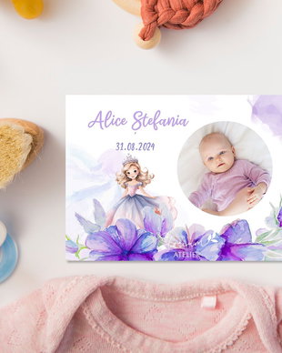 Mărturie magnet cu prințesă. Marturie botez fetita. Marturie printesa