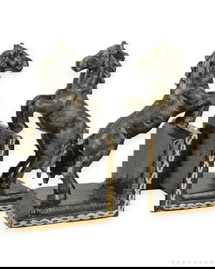 Set doua suporturi de carti din fonta cu cai