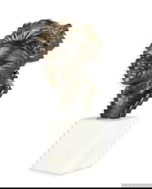 Femeie legata la ochi-statueta din fonta cu soclu marmura