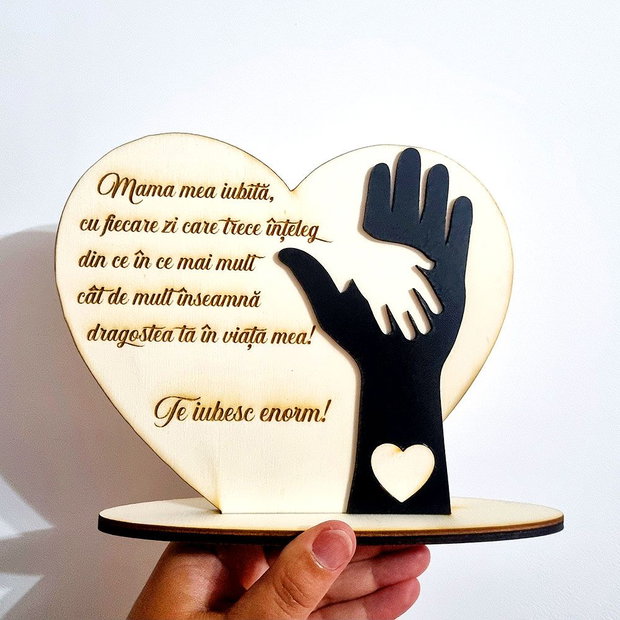 Tablou Inima cu MANA personalizat cu MESAJ si POZA