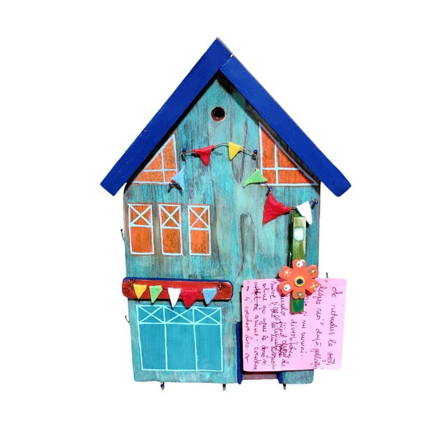 Casuta decorativa/ suport chei, model cu stegulete