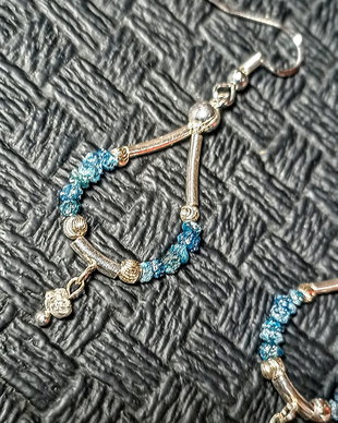 Cercei argint diamant brut albastru gri minimalisti boho chic trendy cadou - Transport gratuit