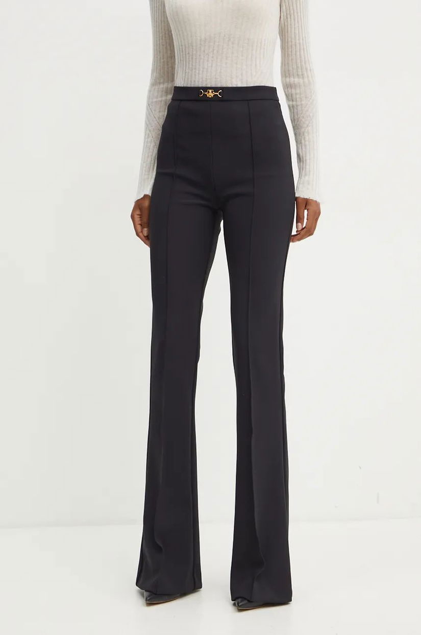 Elisabetta Franchi pantaloni femei, culoarea negru, evazati, high waist, PA02246E2