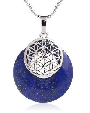 Pandantiv lapis lazuli floarea vietii