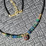 Colier vermeil argint placat cu aur opal de foc etiopian negru turmalina neagra minimalist boho chic trendy cadou - Transport gratuit