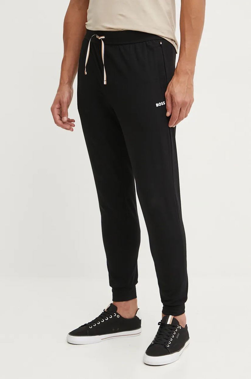 BOSS pijama barbati, culoarea negru, neted, 50515393