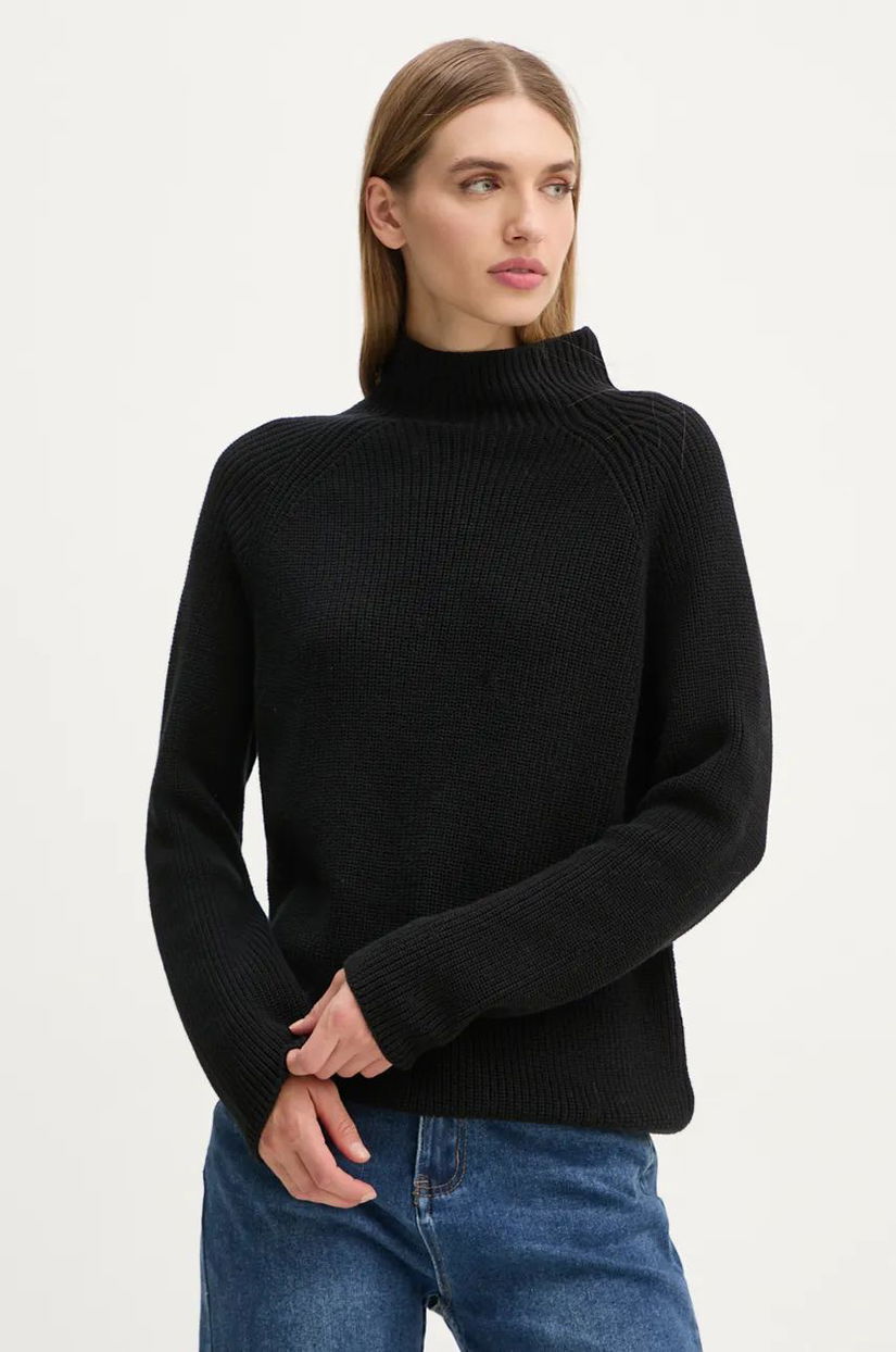 Marc O'Polo pulover de bumbac culoarea negru, cu turtleneck, 409605960009