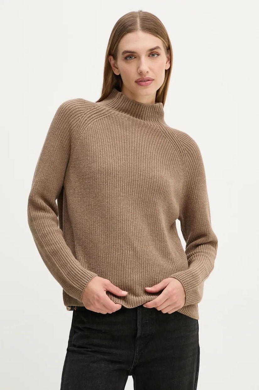 Marc O'Polo pulover de bumbac culoarea maro, cu turtleneck, 409605960009