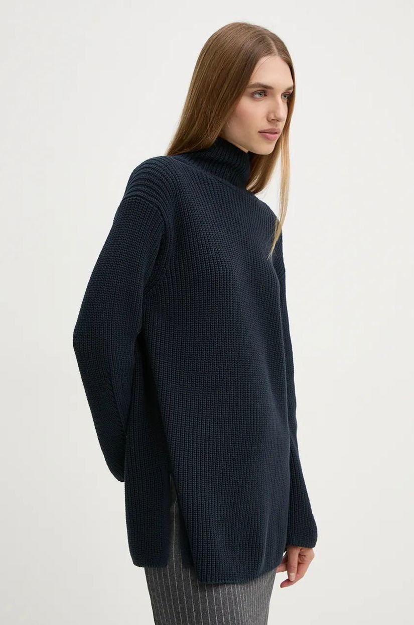 Marc O'Polo pulover de bumbac culoarea albastru marin, cu turtleneck, 409605960475