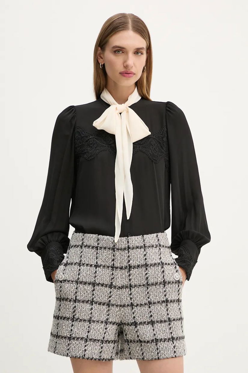 Bruuns Bazaar cămașă CamillaBBDura shirt femei, culoarea negru, cu guler clasic, regular, BBW4104