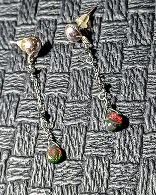 REZERVAT Cercei argint diamant brut negru opal de foc etiopian negru brioleta lant argint minimalist boho chic trendy - Transport gratuit