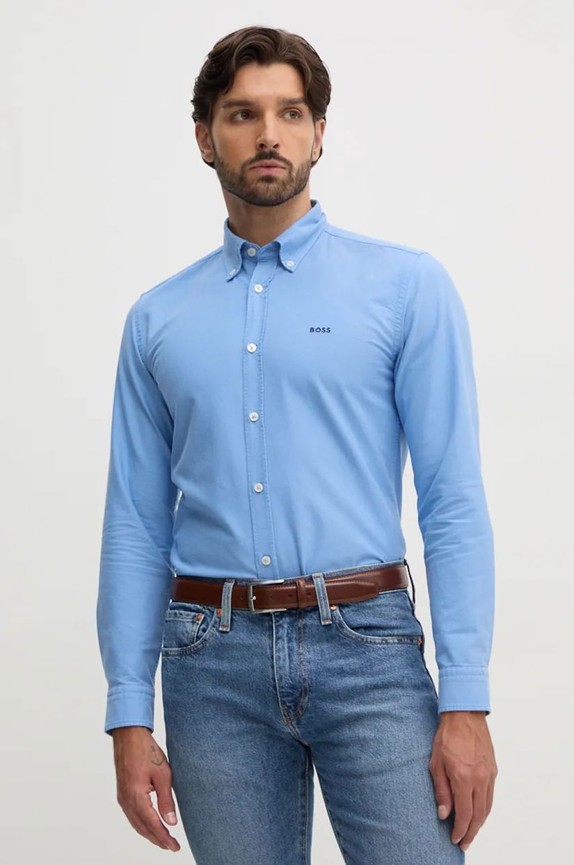 BOSS cămașă din bumbac barbati, cu guler button-down, slim, 50521996