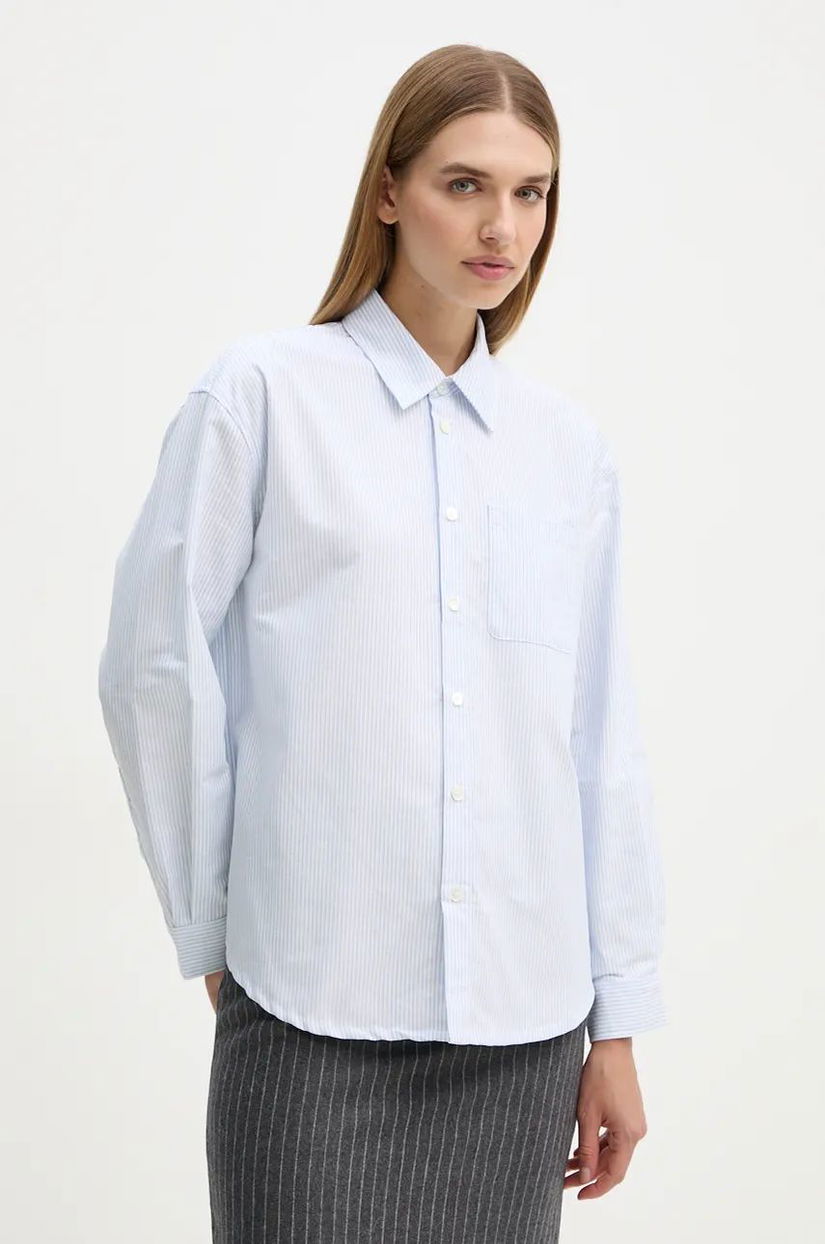 A.P.C. cămașă din bumbac chemise boyfriend logo femei, cu guler clasic, relaxed, COGUH.F12550