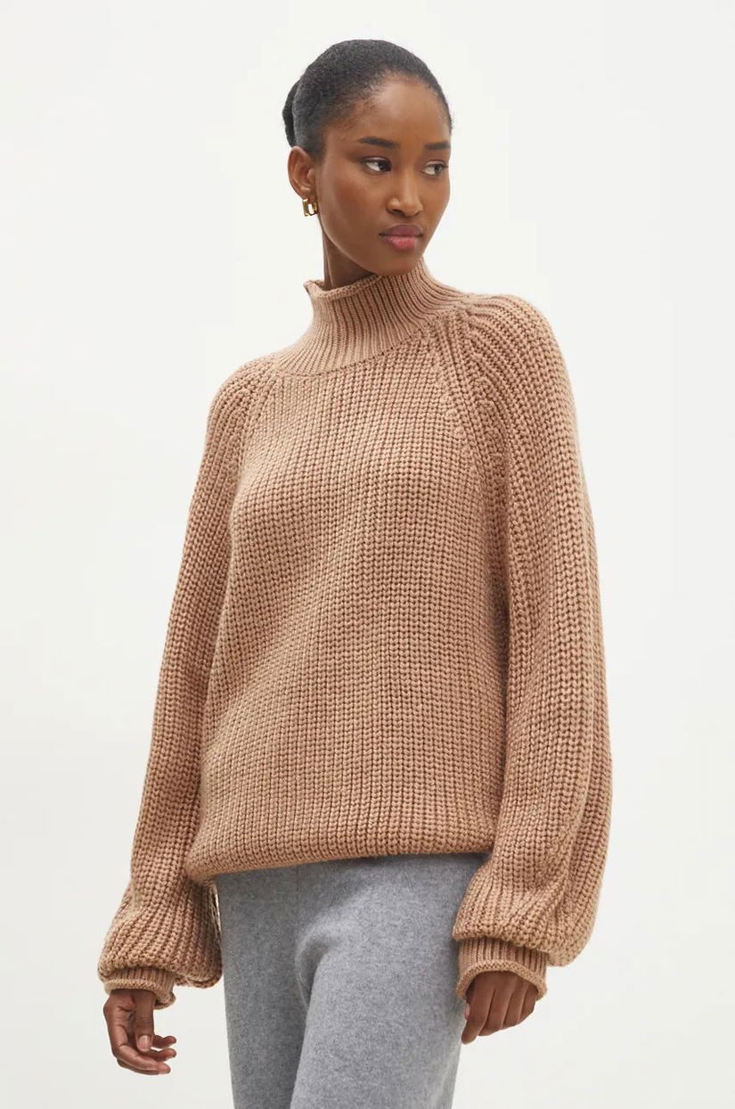 Answear Lab pulover femei, culoarea maro, cu turtleneck