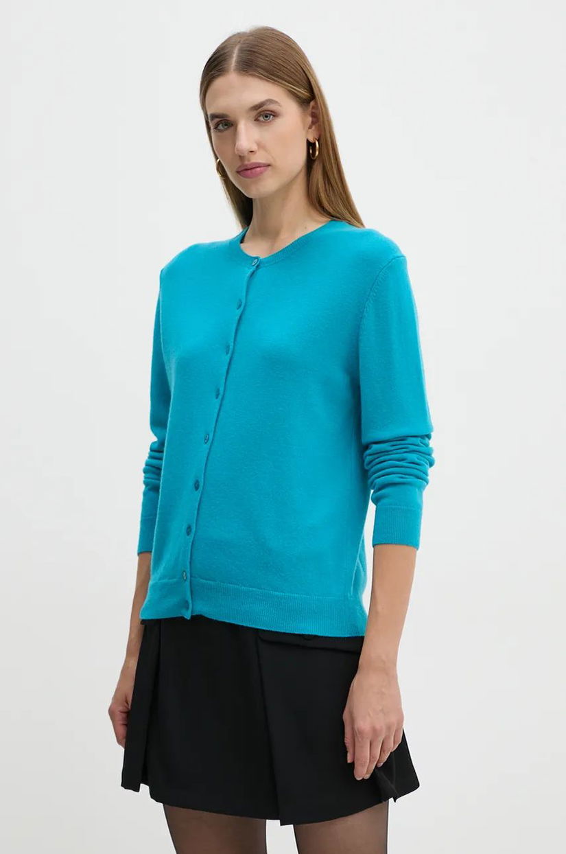 United Colors of Benetton cardigan din lana culoarea turcoaz, light