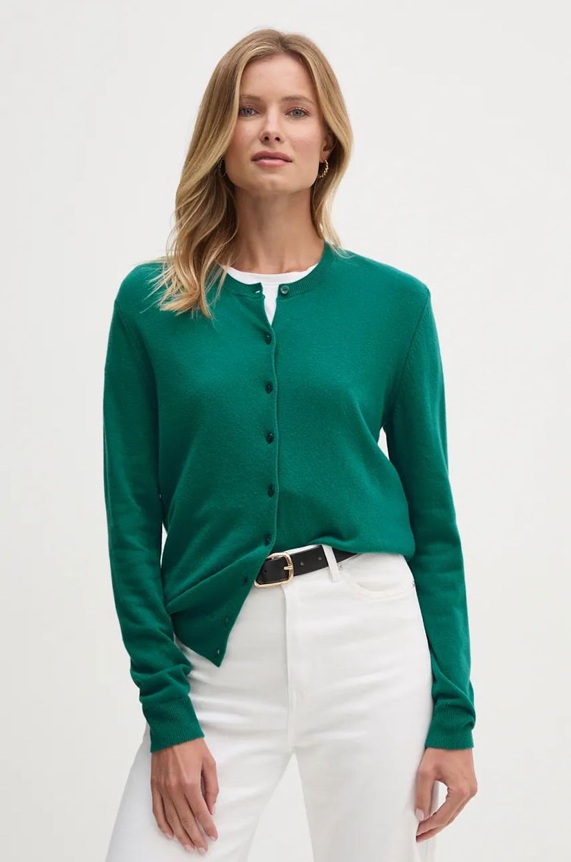 United Colors of Benetton cardigan din lana culoarea verde, light