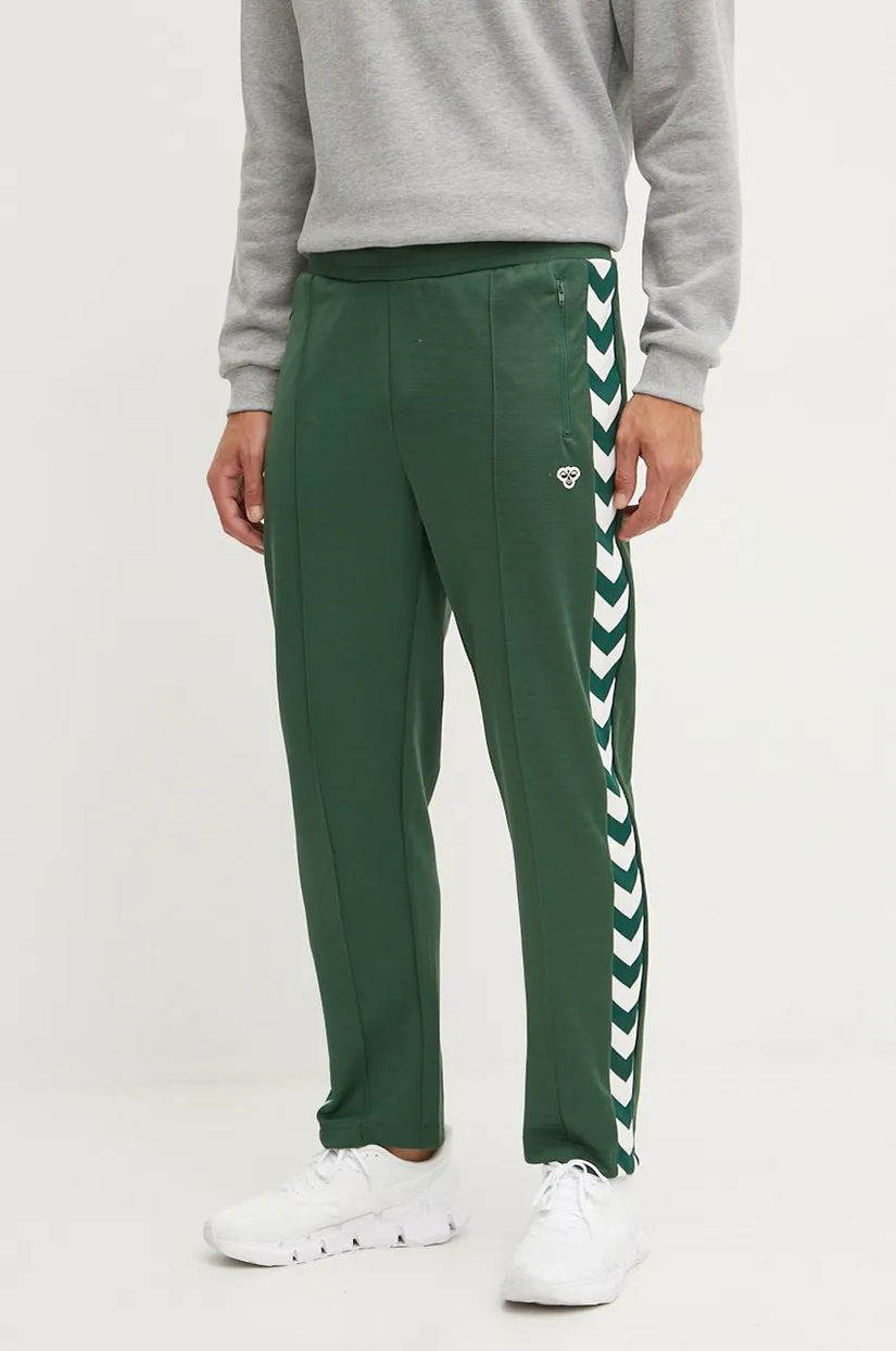 Hummel pantaloni de trening culoarea verde, modelator, 225252