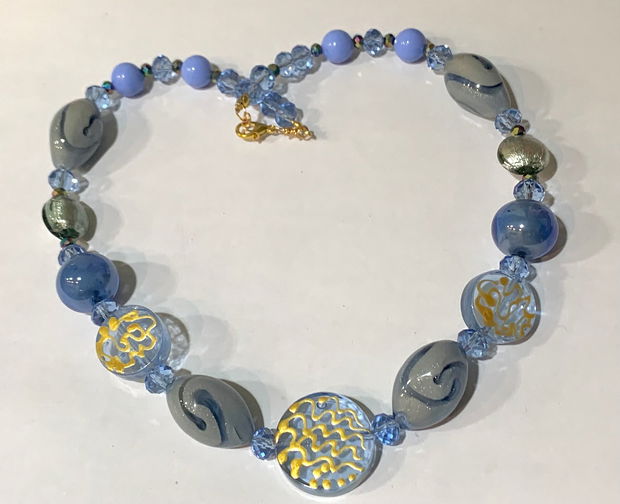 COLIER ~AZZURRO~Murano,cristale ,accesorii aurii