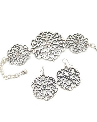 Set bratara si cercei zamac argintat, Bcz001