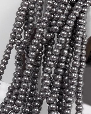Perle din sticla, 3 mm, gri inchis-12