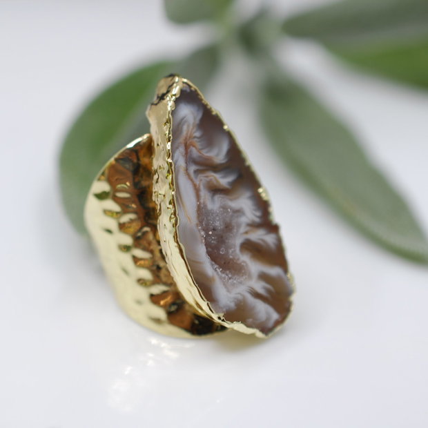 Inel reglabil alama şi agată druzy