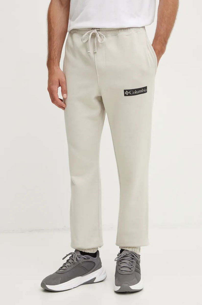 Columbia pantaloni de trening culoarea bej, cu imprimeu