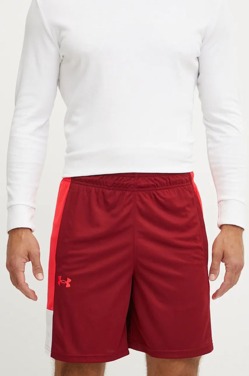 Under Armour pantaloni scurți de antrenament Zone 7 culoarea bordo, 1383389