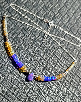 Colier argint opal de foc etiopian lavanda galben disc heishi brioleta lant argint minimalist boho chic trendy - Transport gratuit