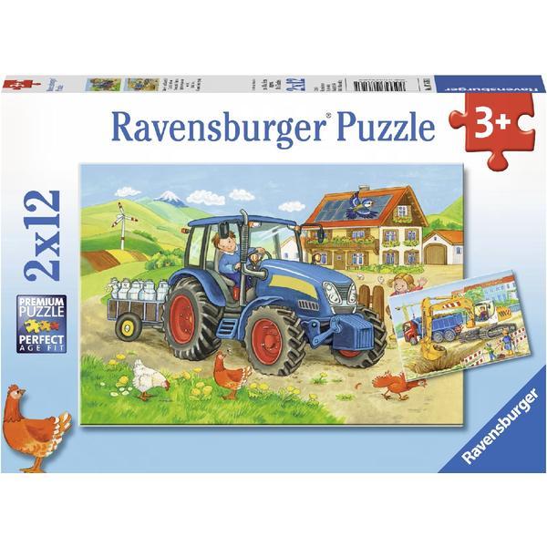 Puzzle 2x12 piese. Santier constructii si ferma