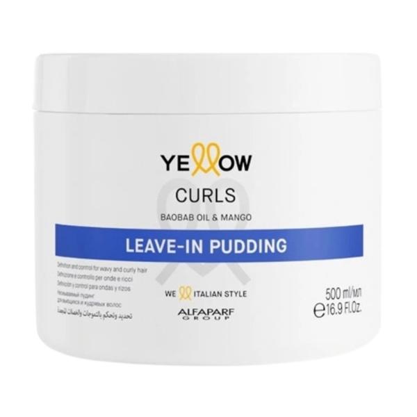 Crema pentru Parul Cret - Alfaparf Milano Yellow Curls Leave-In Pudding with Baobab Oil &amp; Mango, 500 ml