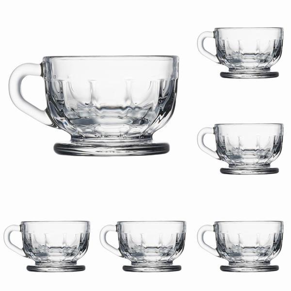 Set 6 cesti Flore La Roch&eacute;re pentru cafea, ceai, 6 x 10cl, sticla foarte rezistenta