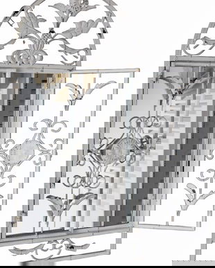 Oglinda fereastra din metal alb antichizat