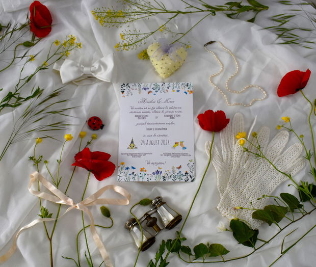 Invitatii nunta handmade - Meniu, Numar Masa, Nume Invitati Nunta