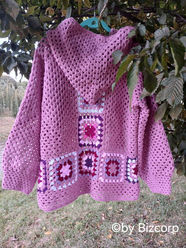 Cardigan croșetat hexagon, mărimea XL/XXL