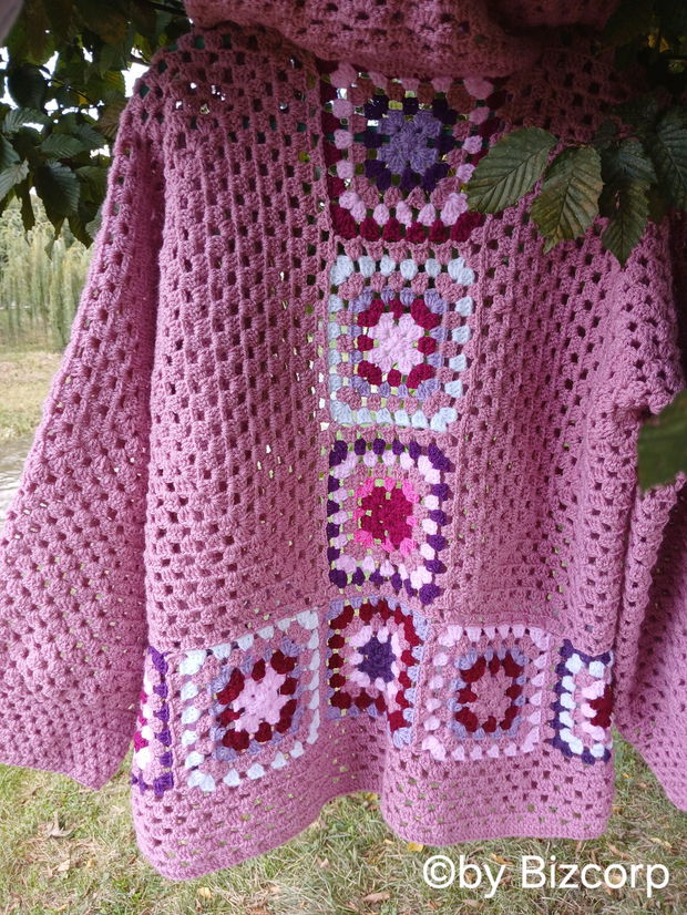 Cardigan croșetat hexagon, mărimea XL/XXL