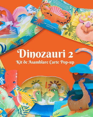Kit de asamblare carte pop-up pentru copii - DINOZAURI