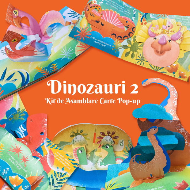 Kit de asamblare carte pop-up pentru copii - DINOZAURI