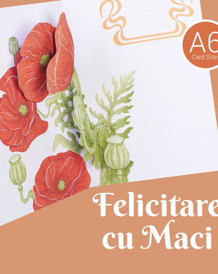 Felicitare 3D cu Maci