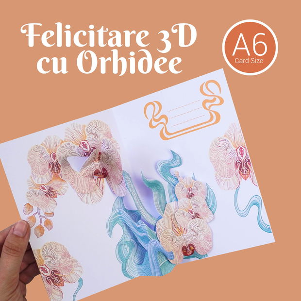 Felicitare 3D cu Orhidee