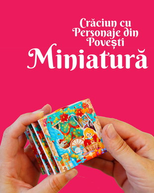 Miniatură de Crăciun cu personaje din povești