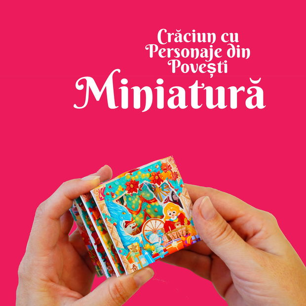 Miniatură de Crăciun cu personaje din povești