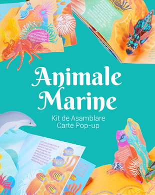 Kit de asamblare carte pop-up pentru copii - Animale Marine